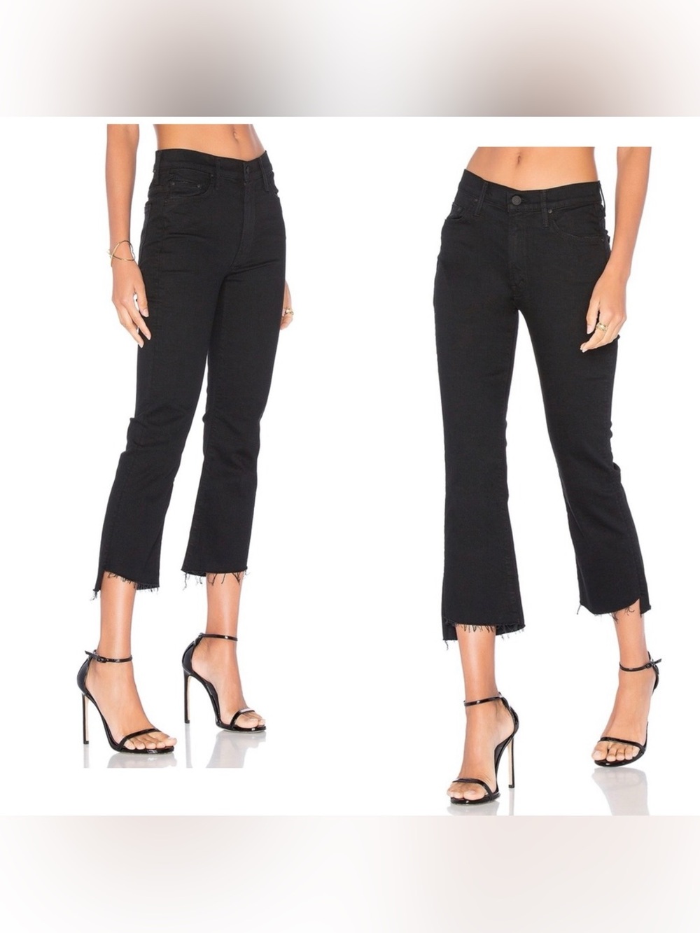 Mother Denim The Insider step crop fray in black size 27